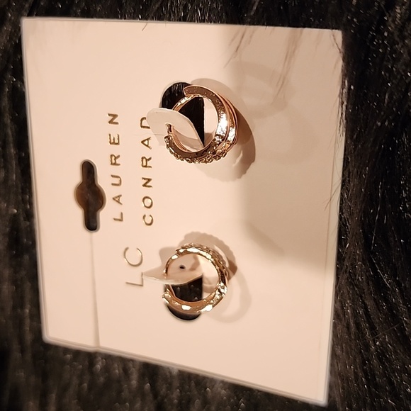New LC Lauren Conrad Mini Rosetone Hoop Earrings - Picture 1 of 5